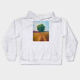 Pastel painting - pree and field countryside landscape Kids Hoodie